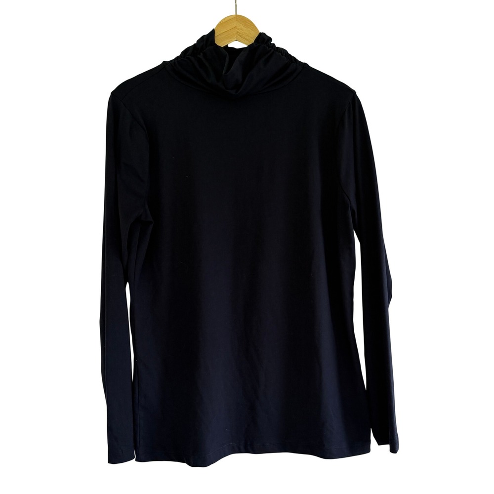 Zenana Womens Navy Blue Ruched Turtleneck Long Sleeve Top XL MT-2055AB